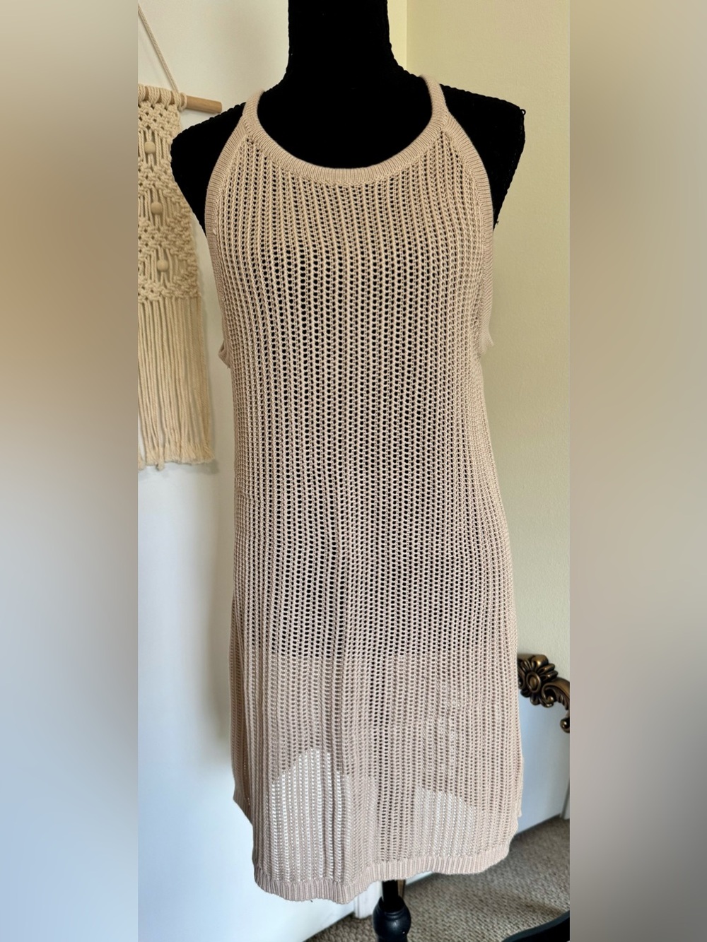 TAHARI Open-Knit Sleeveless Tank Dress